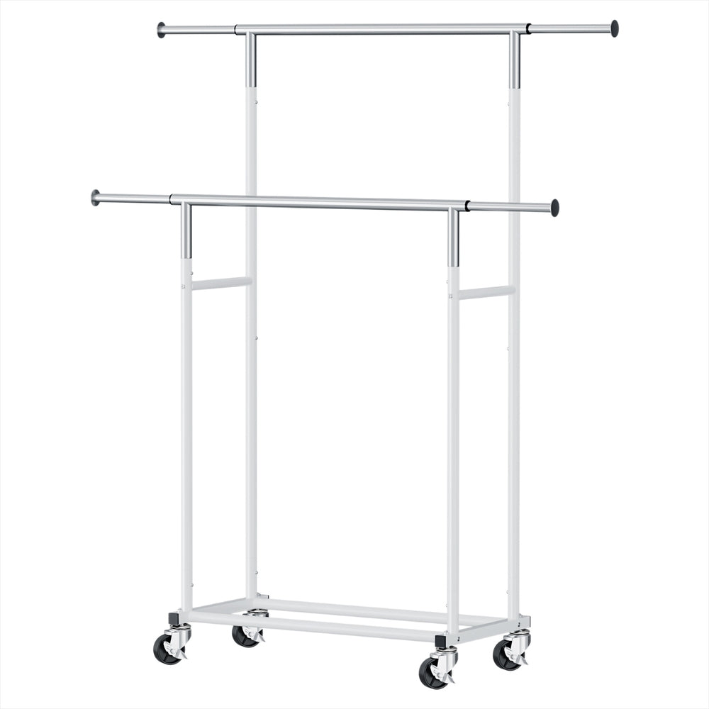 Clothes Rack Double Rod Airer Rail Coat Stand Adjustable Hanger Main image