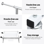 Artiss Clothes Rack Double Rod Airer Rail Coat Stand Adjustable Hanger