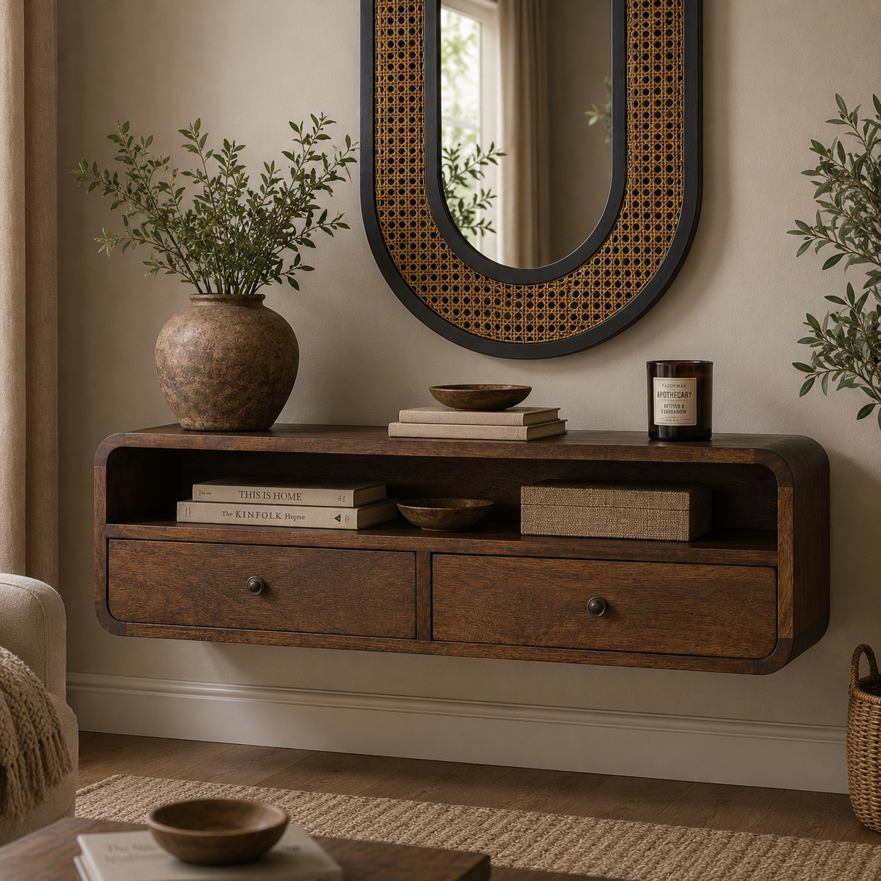 Floating Chestnut Open Console