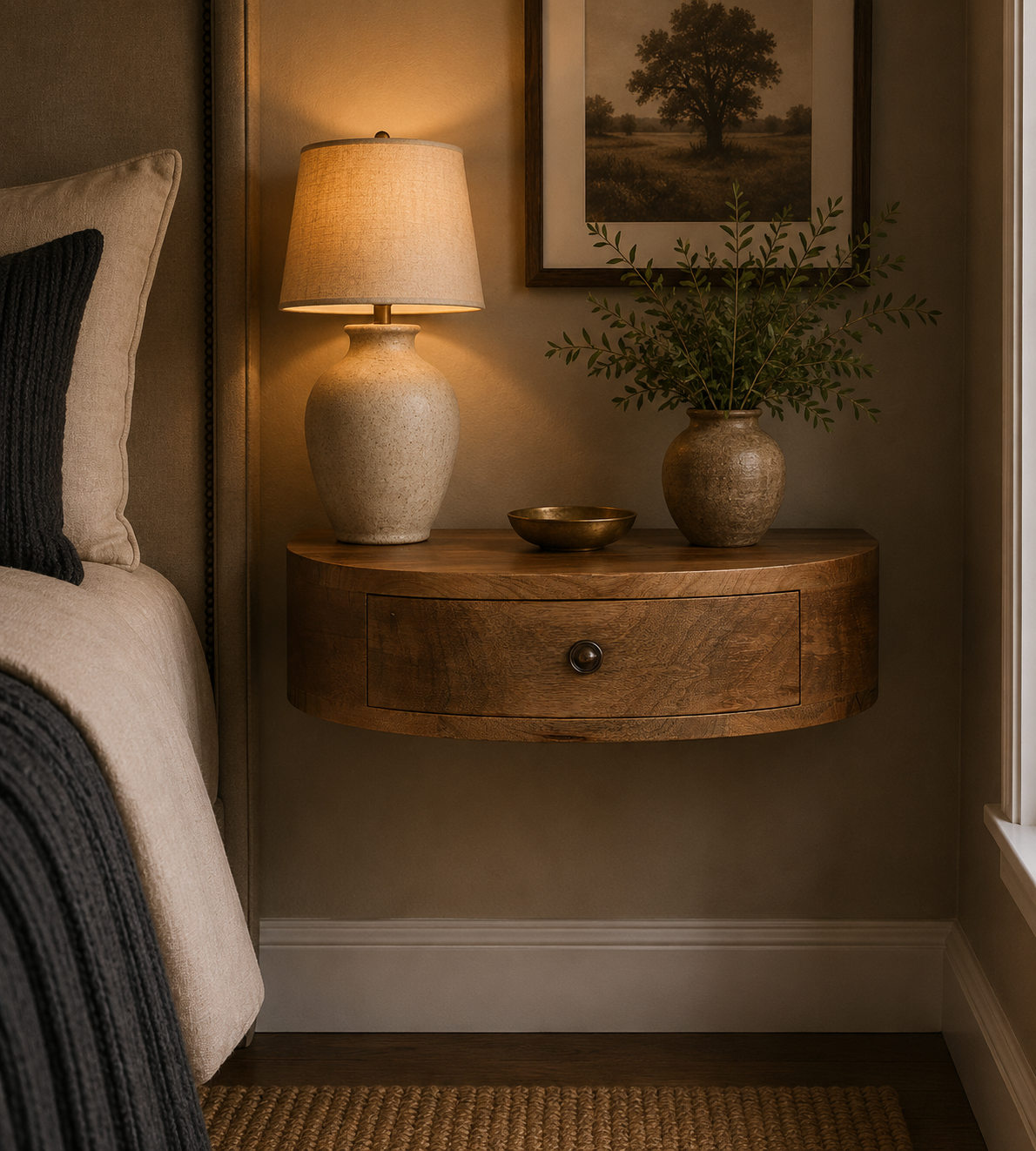 Wall Mounted Rounded Bedside