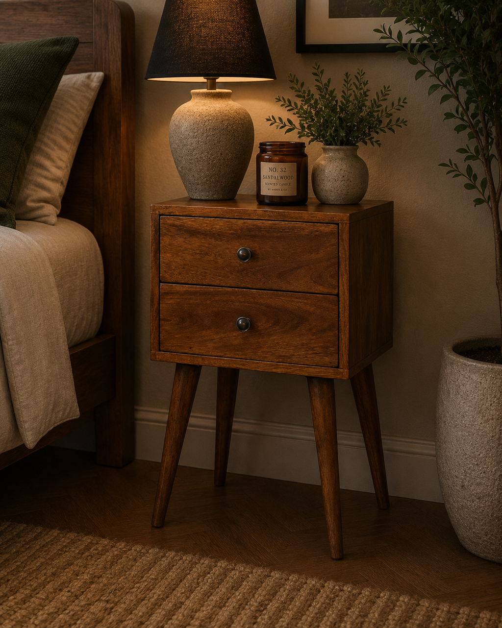 Mini 2 Drawer Chestnut Bedside