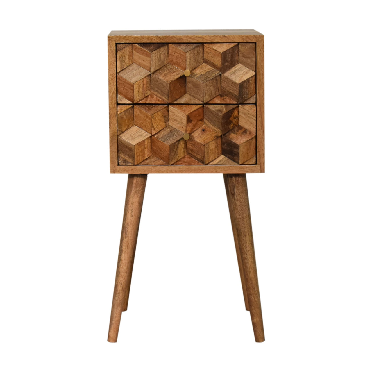Mini Cube Carved 2 Drawer Bedside Main image