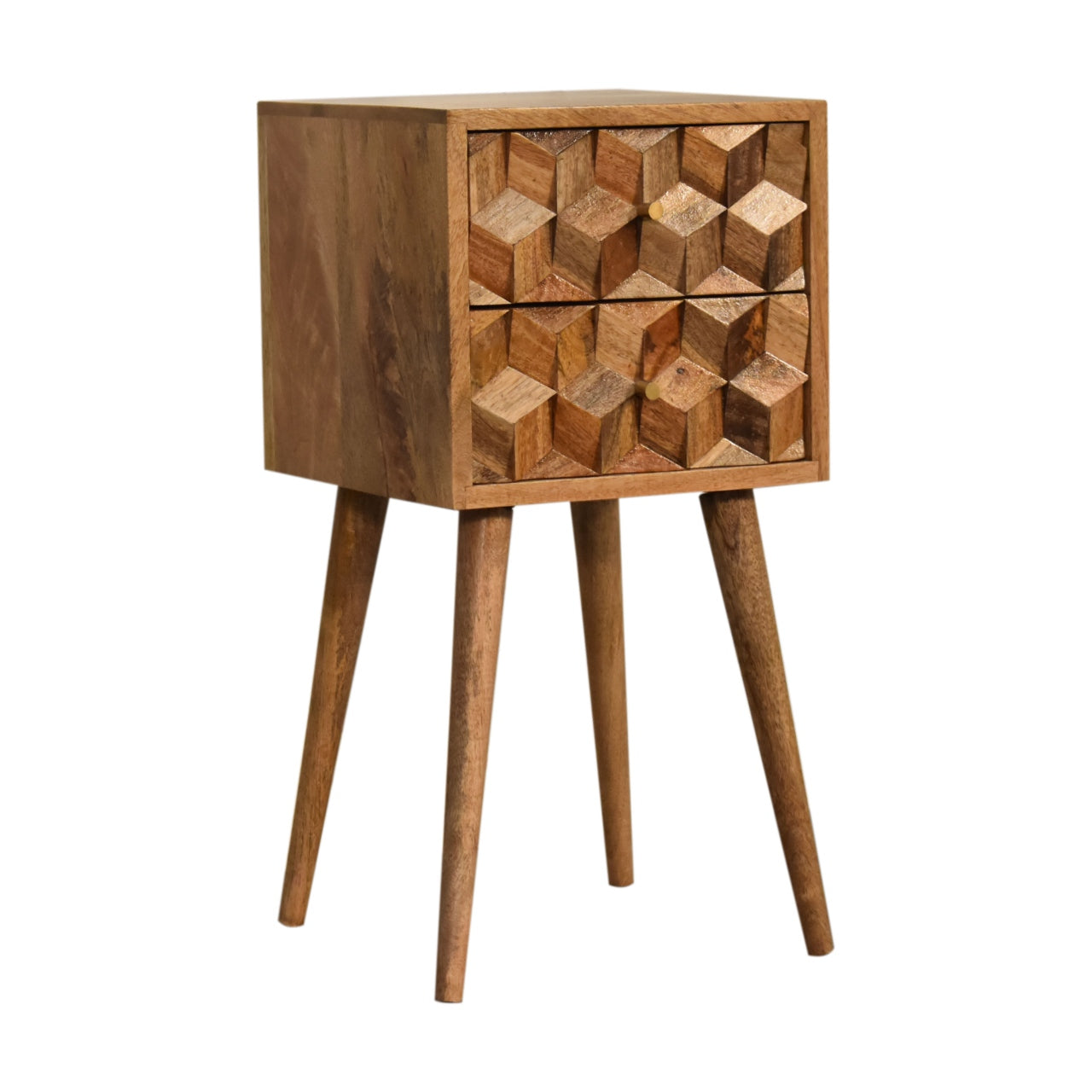 Mini Cube Carved 2 Drawer Bedside Secondary image