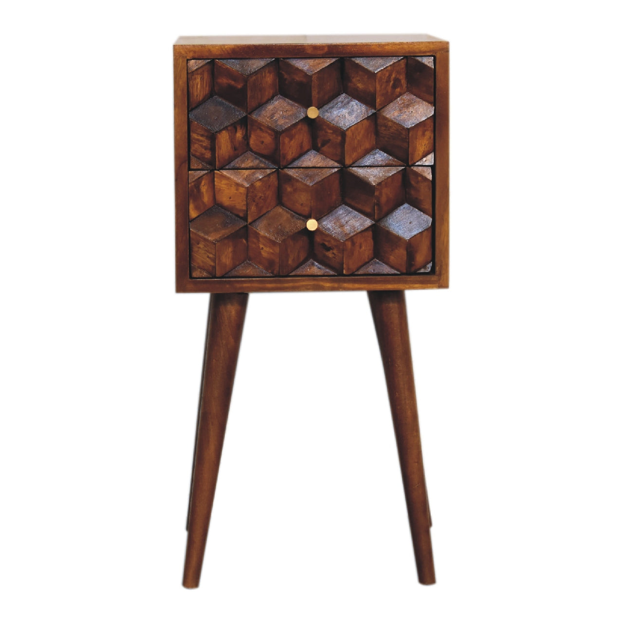 Mini Chestnut Cube 2 Drawer Bedside Secondary image