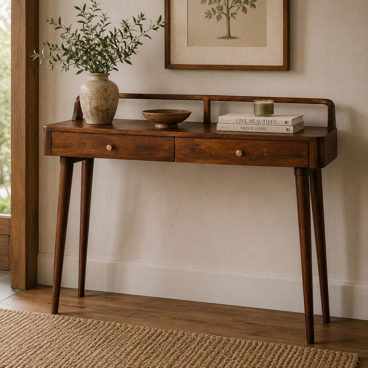 Elevated Chestnut Console Table