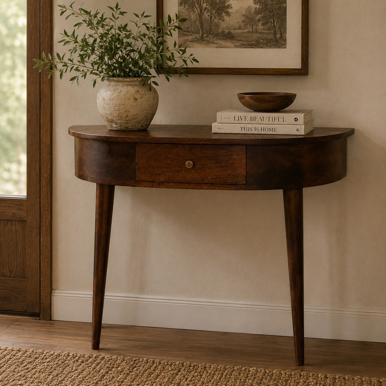 Backless Mounted Chestnut Console