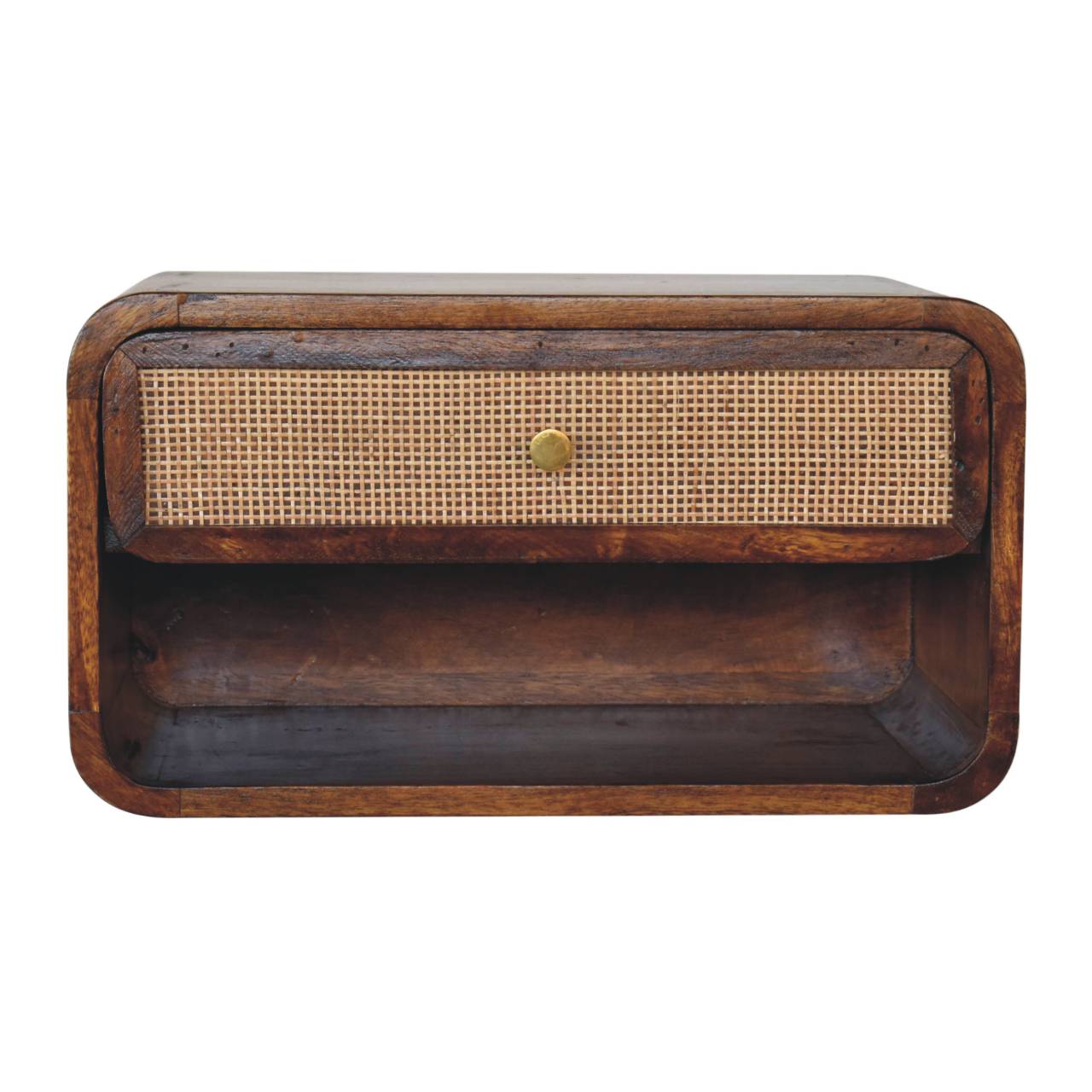 Chestnut Wall Mounted Open Woven Bedside Secondary image