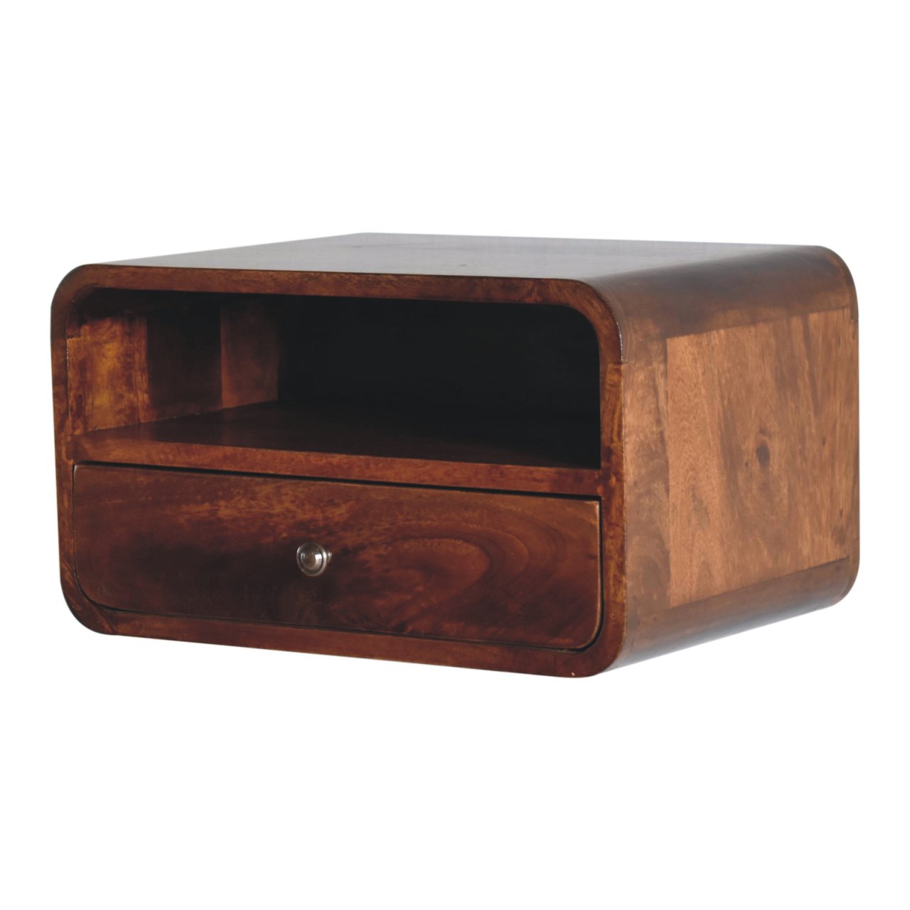Large Chestnut Curve Upper Slot Floating Bedside Secondary image