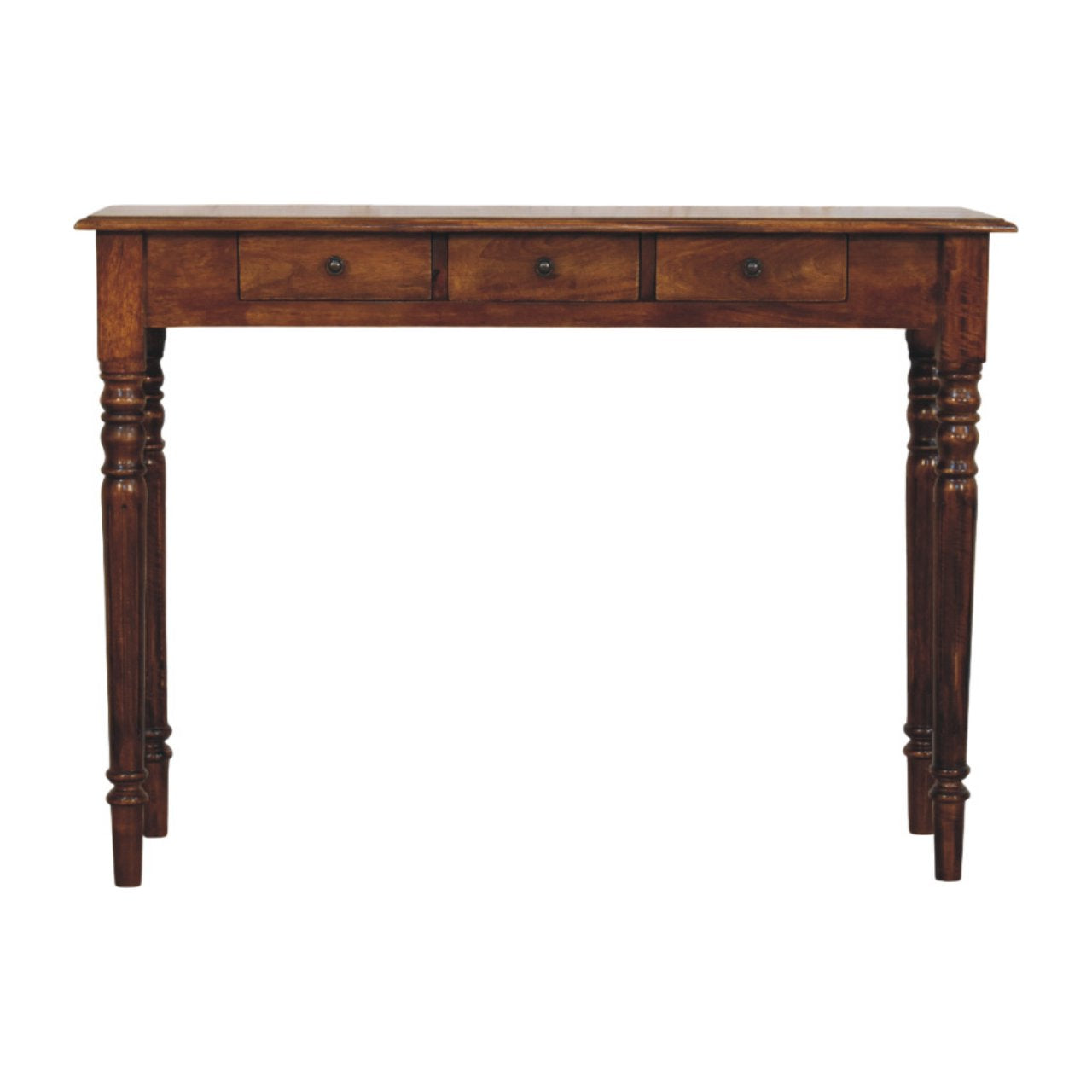 Turned Legs 3 Drawer Chestnut Console Secondary image