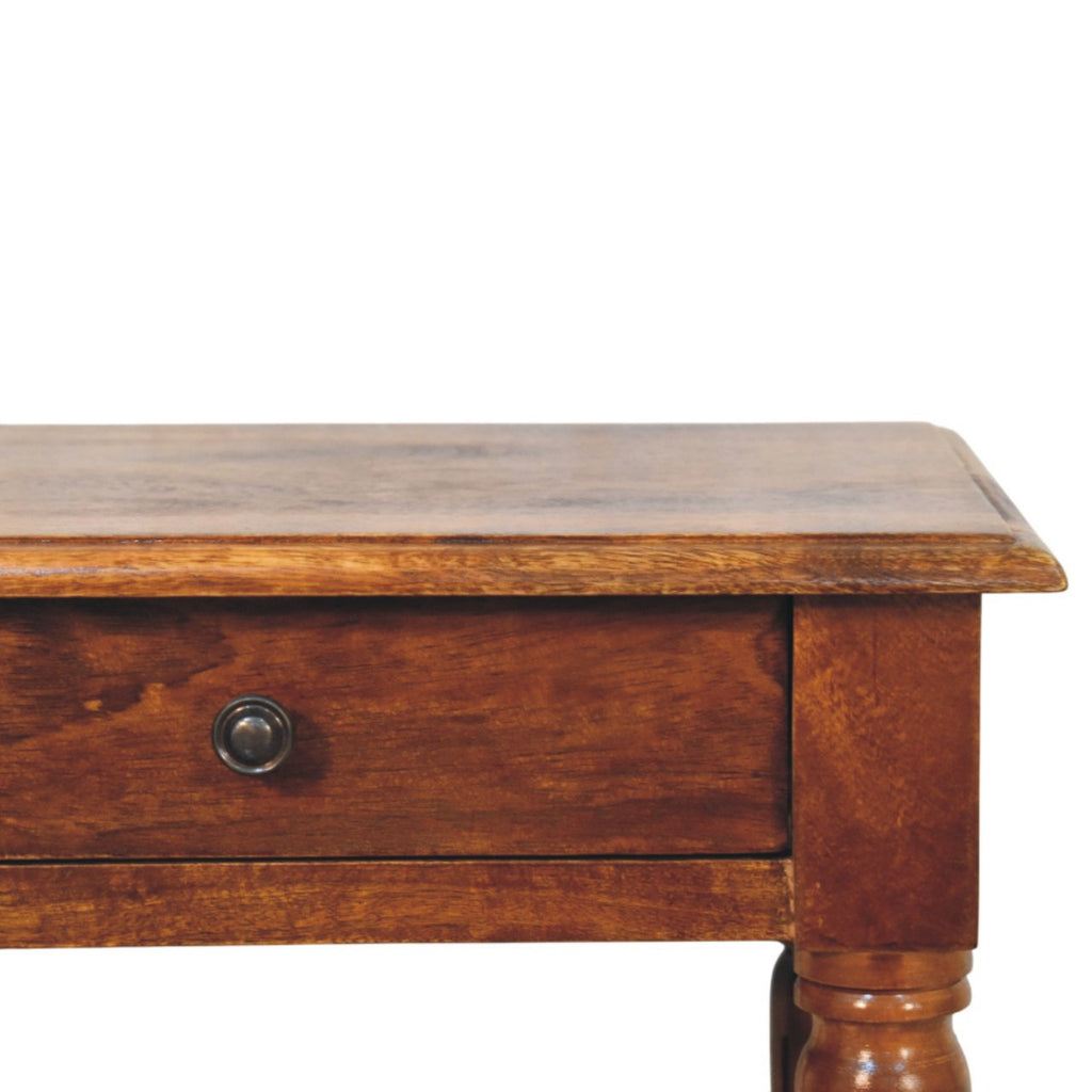 Turned legs Chestnut 1 Drawer Side Table