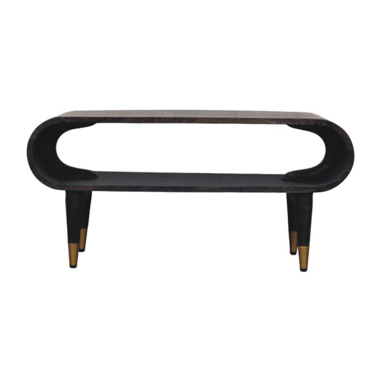 Velvet Mocha Curved Edge Console with Brass Accents Main image