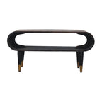 Velvet Mocha Curved Edge Console with Brass Accents
