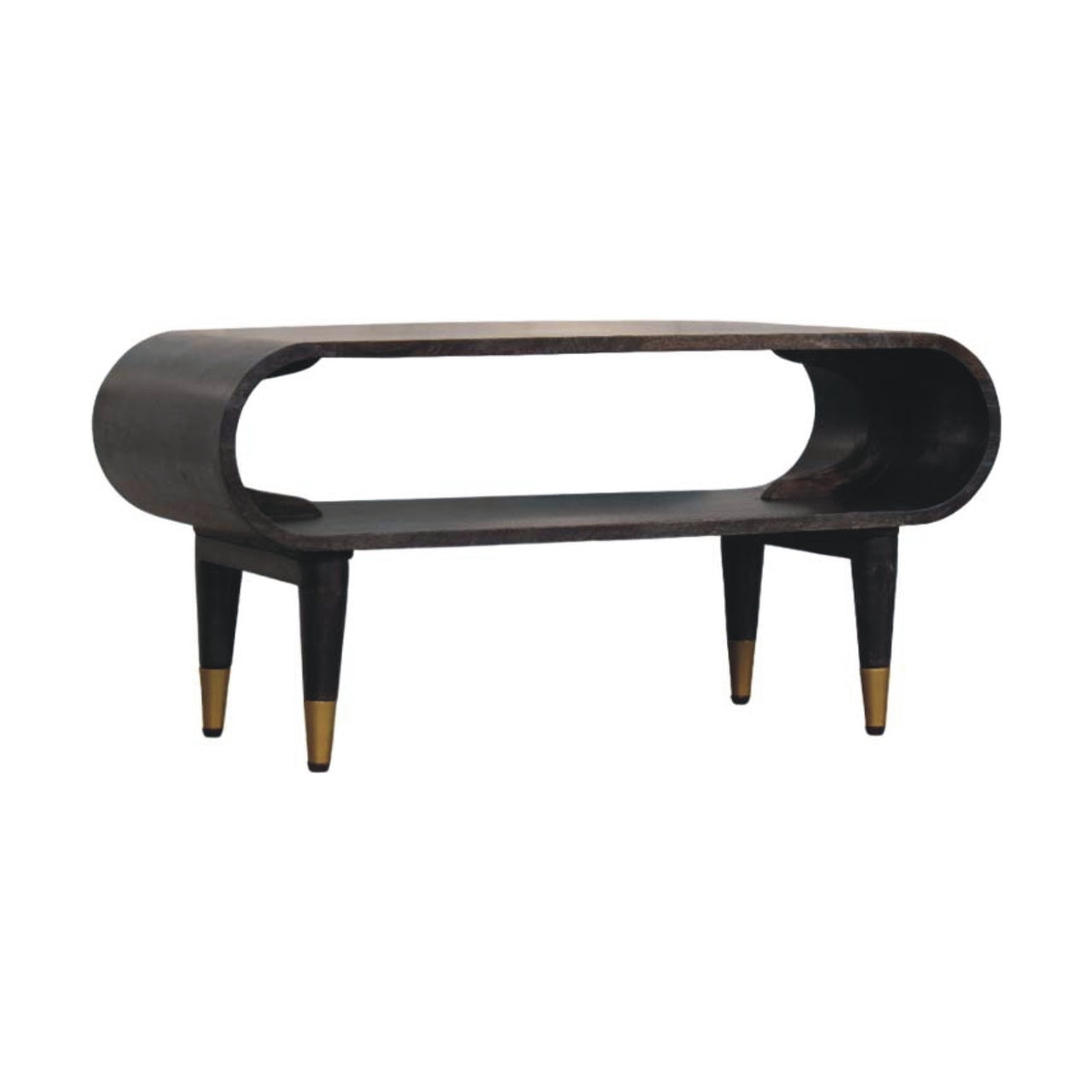 Velvet Mocha Curved Edge Console with Brass Accents Secondary image