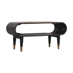 Velvet Mocha Curved Edge Console with Brass Accents
