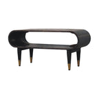 Velvet Mocha Curved Edge Console with Brass Accents