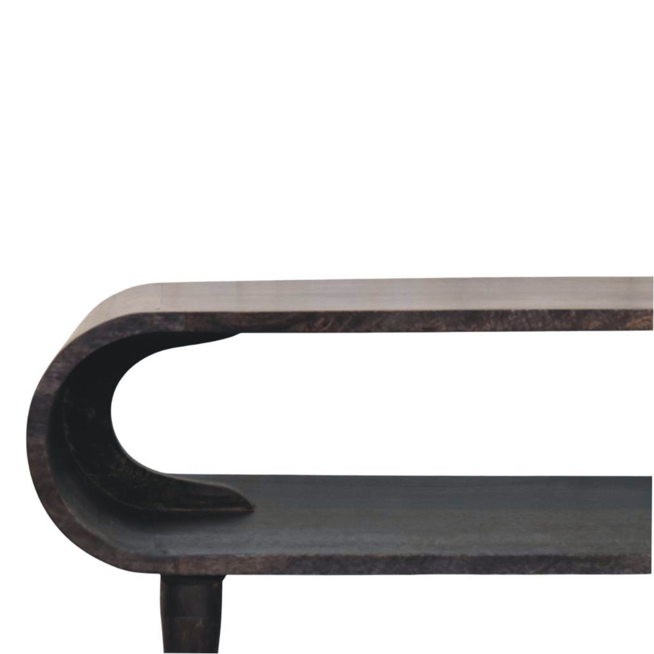 Velvet Mocha Curved Edge Console with Brass Accents
