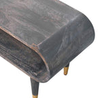 Velvet Mocha Curved Edge Console with Brass Accents