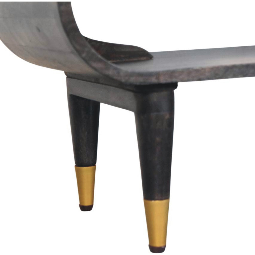 Velvet Mocha Curved Edge Console with Brass Accents