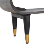 Velvet Mocha Curved Edge Console with Brass Accents