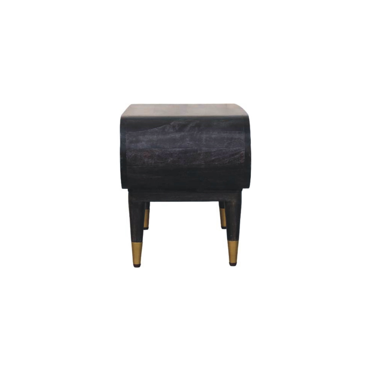 Velvet Mocha Curved Edge Console with Brass Accents