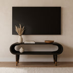 Velvet Mocha Curved Edge Console with Brass Accents