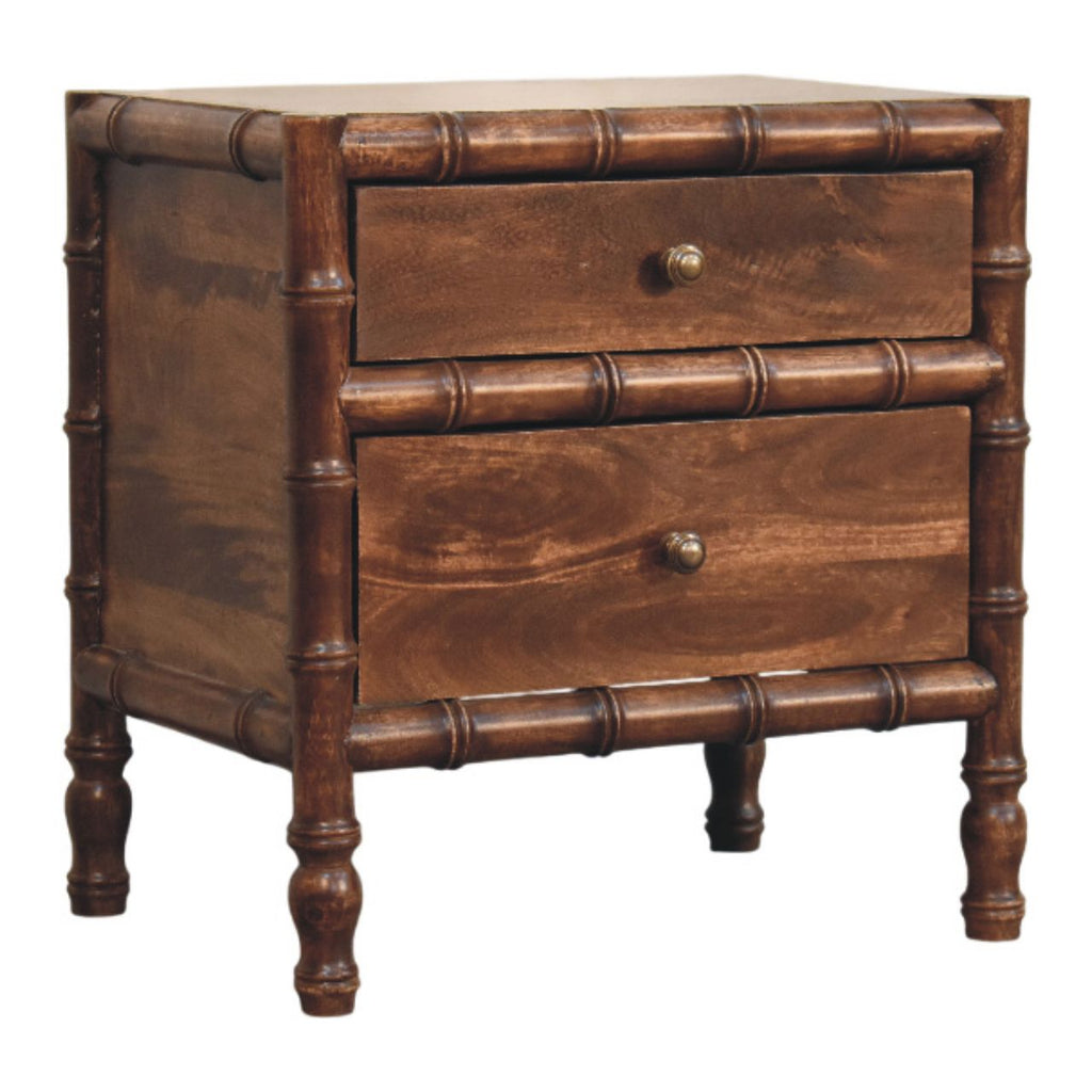 Bamboo Frame Nightstand in Roasted Almond