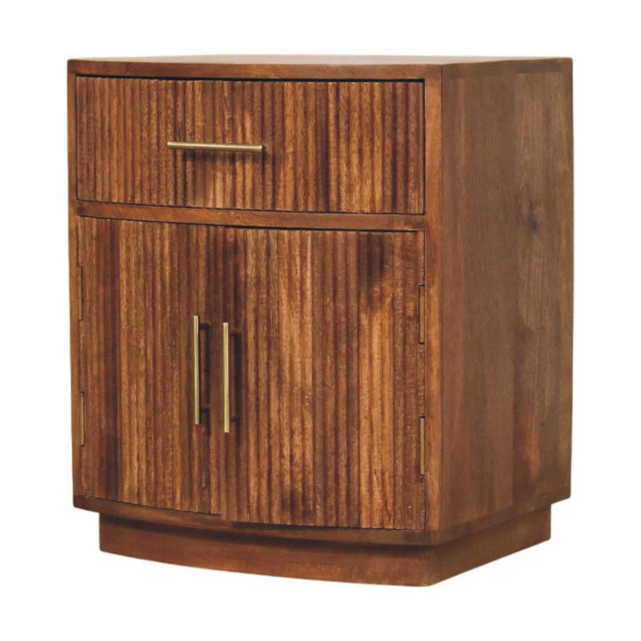 Solid Wood Curved Ribbed Bedside with Drawer Secondary image