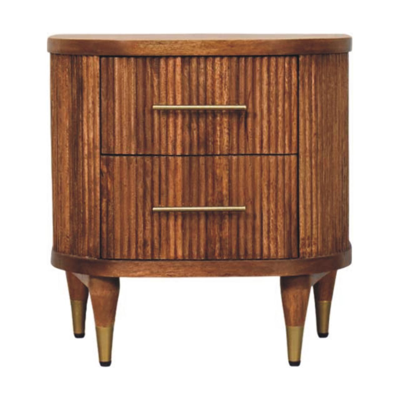 Ribbed Bedside with Brass Accents Main image