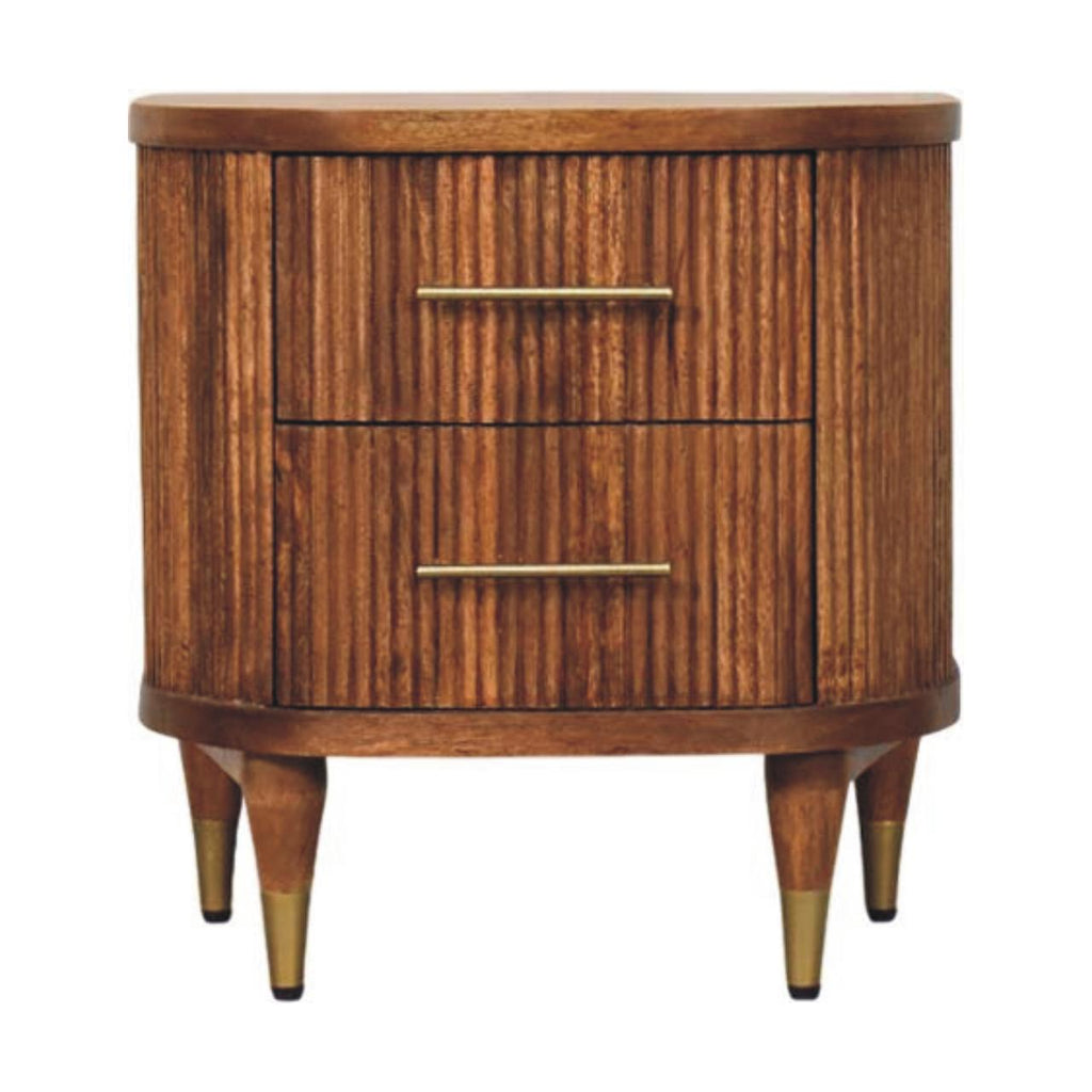 Ribbed Bedside with Brass Accents