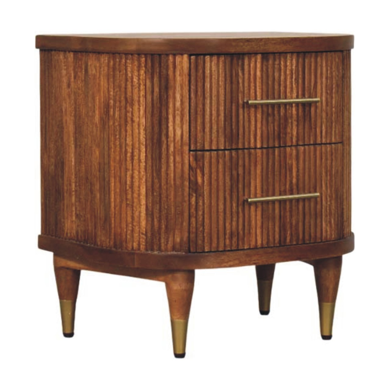 Ribbed Bedside with Brass Accents Secondary image