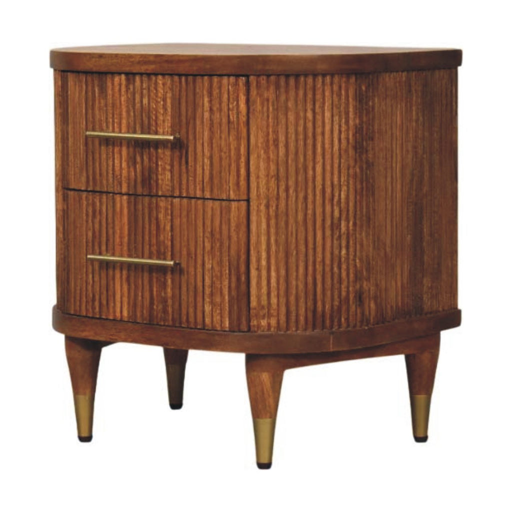 Ribbed Bedside with Brass Accents