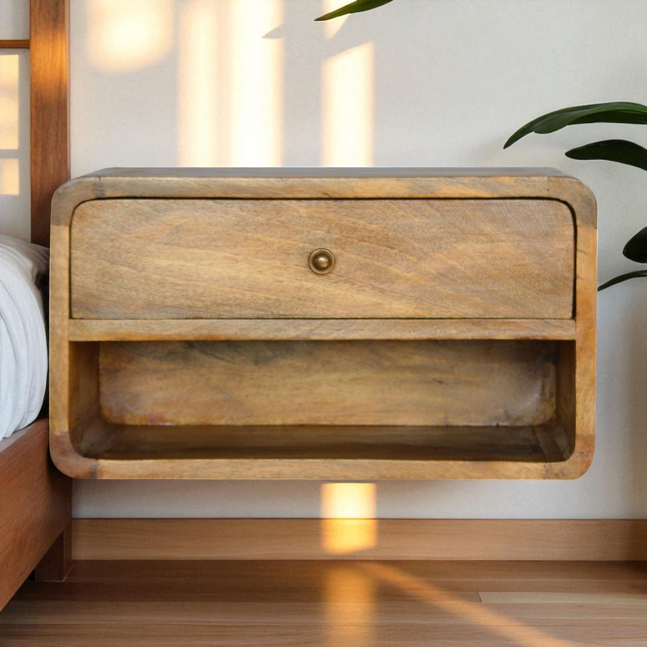 Floating Curve Open Slot Bedside