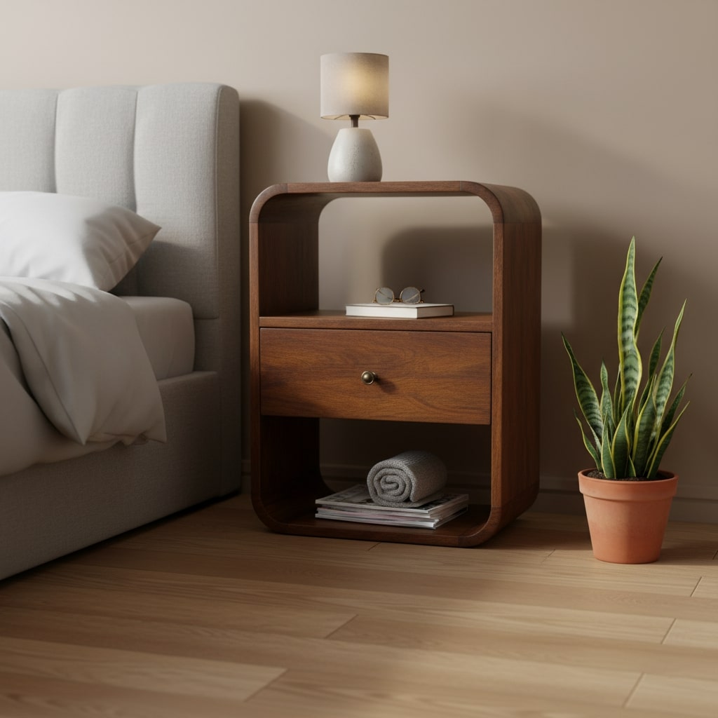 Chestnut Curved Edge Bedside