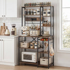 Artiss Kitchen Rack with Power Outlets Hooks 96CMX170CM Microwave Storage Shelf