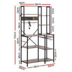 Artiss Kitchen Rack with Power Outlets Hooks 96CMX170CM Microwave Storage Shelf