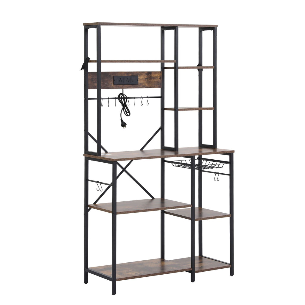 Artiss Kitchen Rack with Power Outlets Hooks 96CMX170CM Microwave Storage Shelf