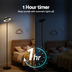 Artiss 2-in-1 LED Floor Lamp with Galaxy Projector &Remote, 178cm Tall Torchiere Standing Light with Dynamic RGB Aurora Stepless 4 Colour Temperatures, 1H Timer for Living Room, Bedroom Kids Room