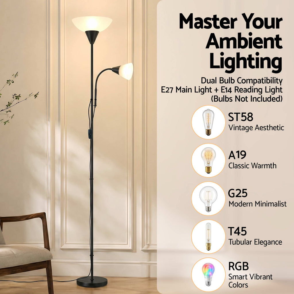 Artiss Floor Lamp Mother and Child Modern Home Living Room Office Reading Black
