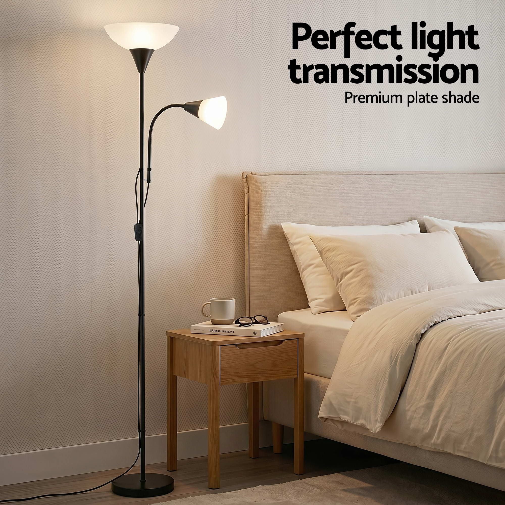 Artiss Floor Lamp Mother and Child Modern Home Living Room Office Reading Black