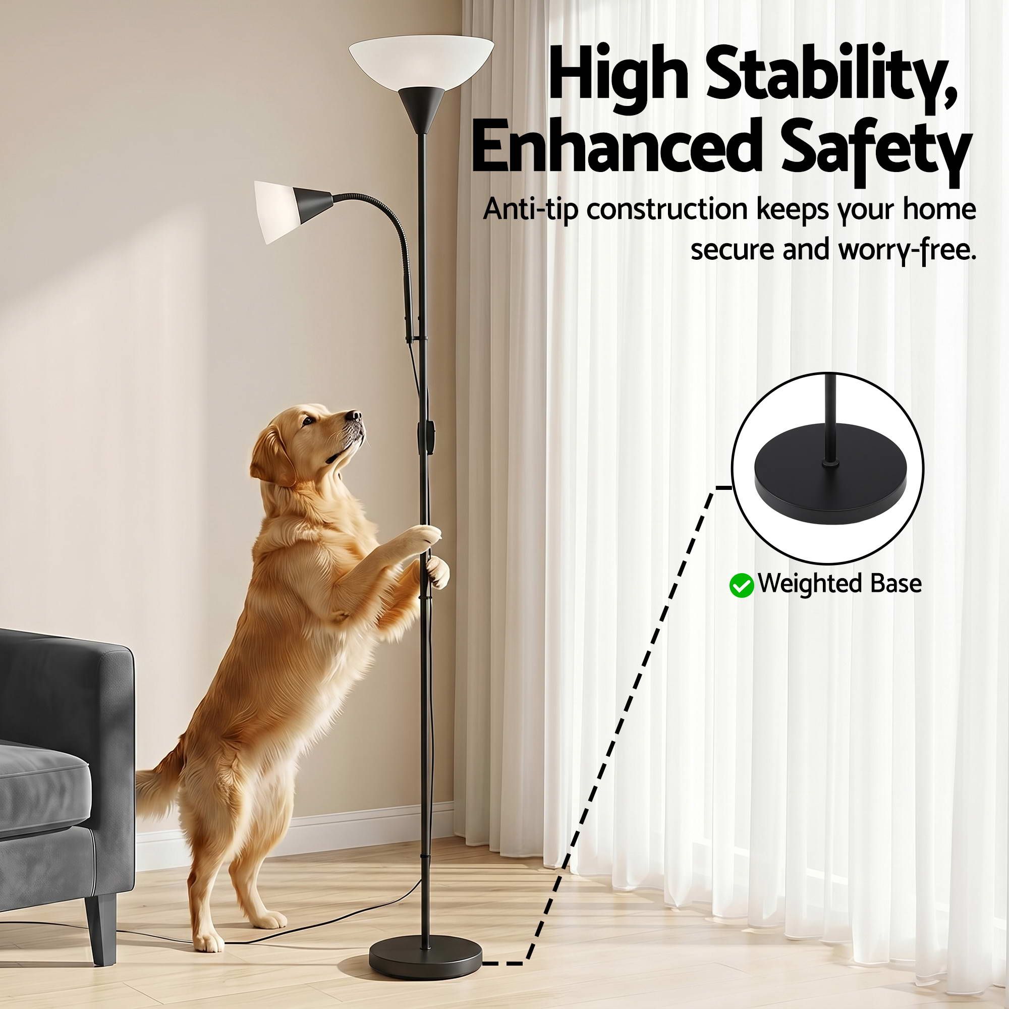 Artiss Floor Lamp Mother and Child Modern Home Living Room Office Reading Black