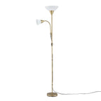Artiss Gold Floor Lamp with Reading Light | Mother and Child Standing Lamp with 360 Flexible Gooseneck, Individual Switch & Plate Shade, E27 & E14 Bulb (Not Included) Home Living Room Office Reading