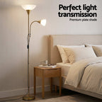 Artiss Gold Floor Lamp with Reading Light | Mother and Child Standing Lamp with 360 Flexible Gooseneck, Individual Switch & Plate Shade, E27 & E14 Bulb (Not Included) Home Living Room Office Reading