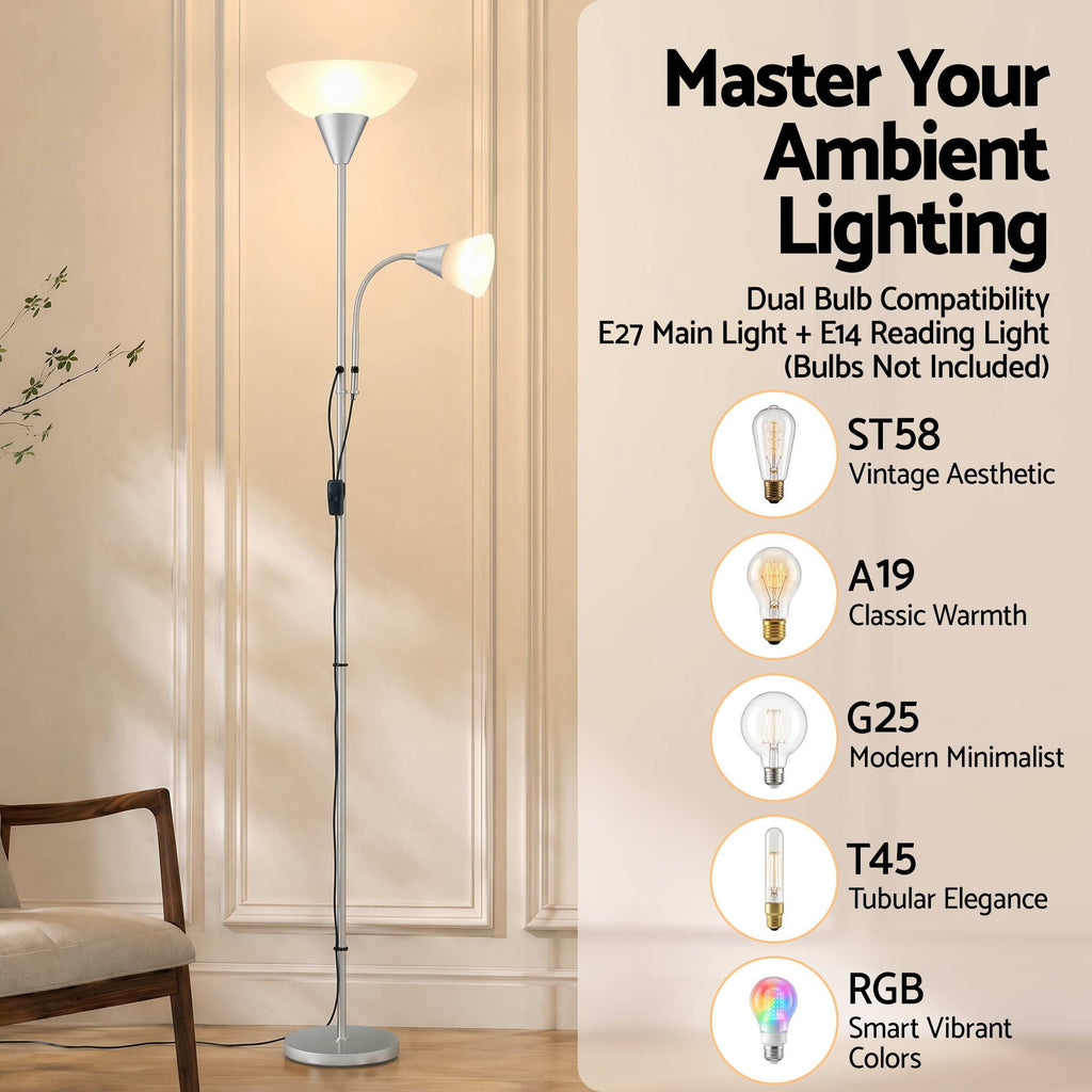 Artiss Floor Lamp Mother and Child Modern Home Living Room Office Reading Silver