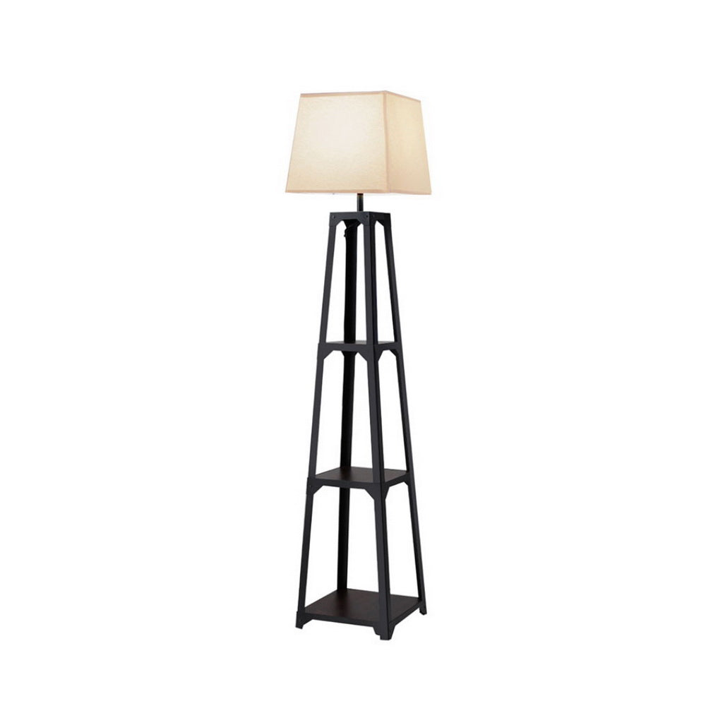 Artiss Floor Lamp 3 Tier Shelf Storage LED Light Stand Home Room Vintage White Main image