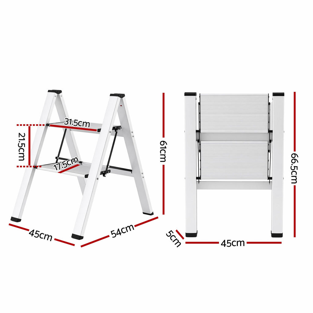 Giantz 2 Step Ladder Multi-Purpose Folding Aluminium Light Weight Platform