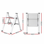 Giantz 2 Step Ladder Multi-Purpose Folding Aluminium Light Weight Platform