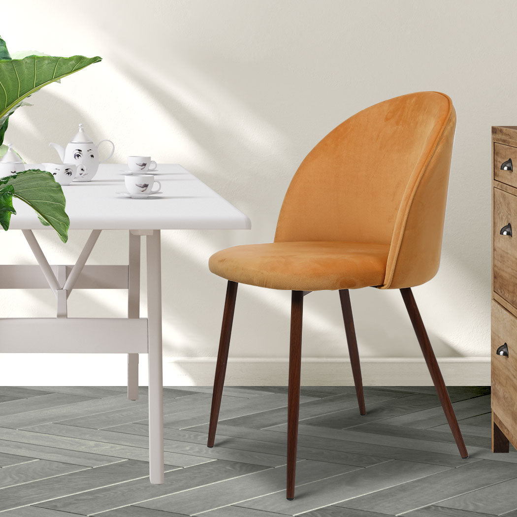 Levede 4x Dining Chairs Seat French Mustard-2006732721786851334