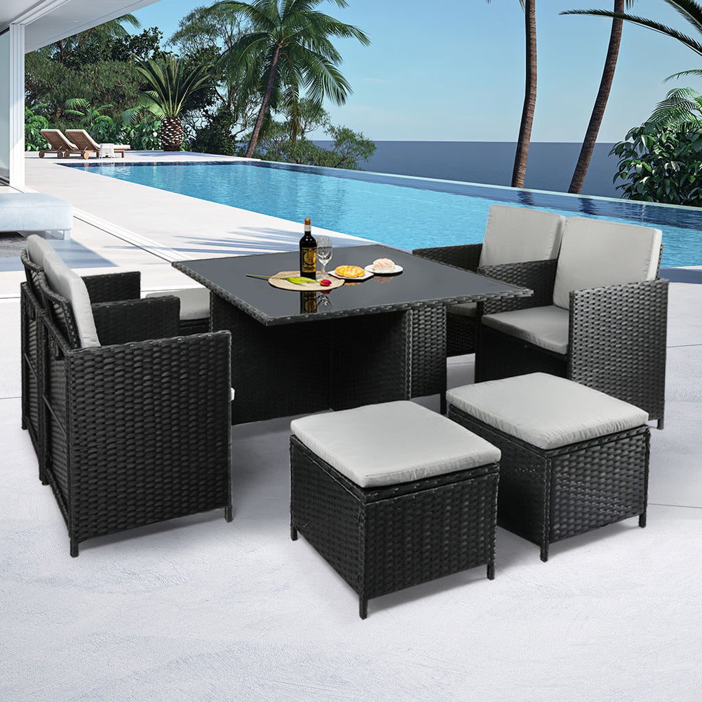 Levede 9PCS Outdoor Table Chair Set-2006733112737927174