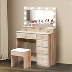 Levede Dressing Table Stool Set Oak-2029387202403897350