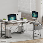 Levede Computer Desk Corner Desk Brown-2006732838480777222